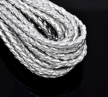 2 Meters, 5mm, Faux Leather Jewelry Braided Cord Black